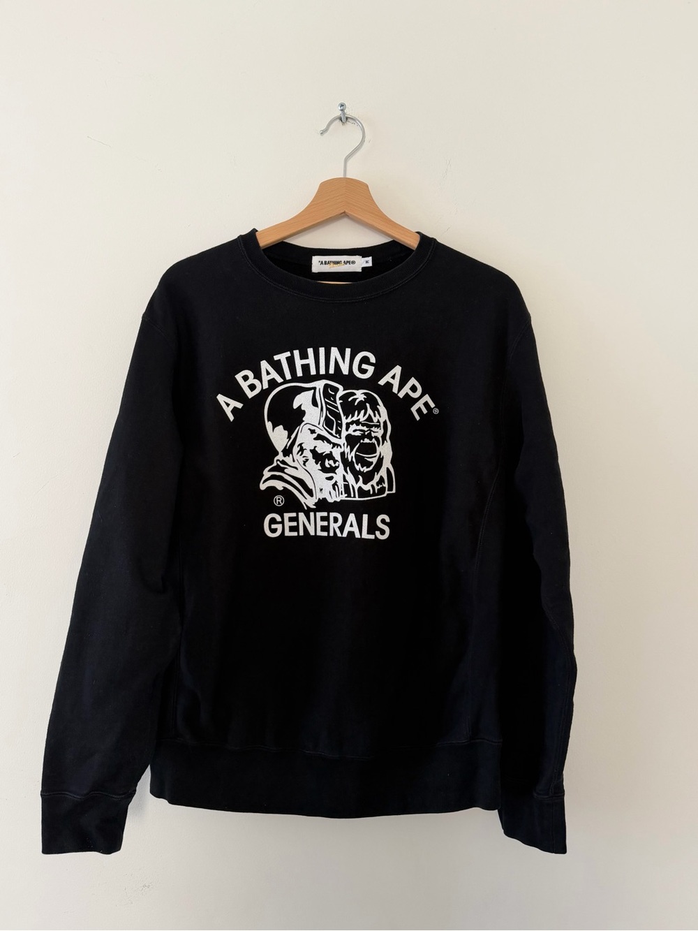 OG A Bathing Ape Generals Black Logo Crewneck Sweatshirt